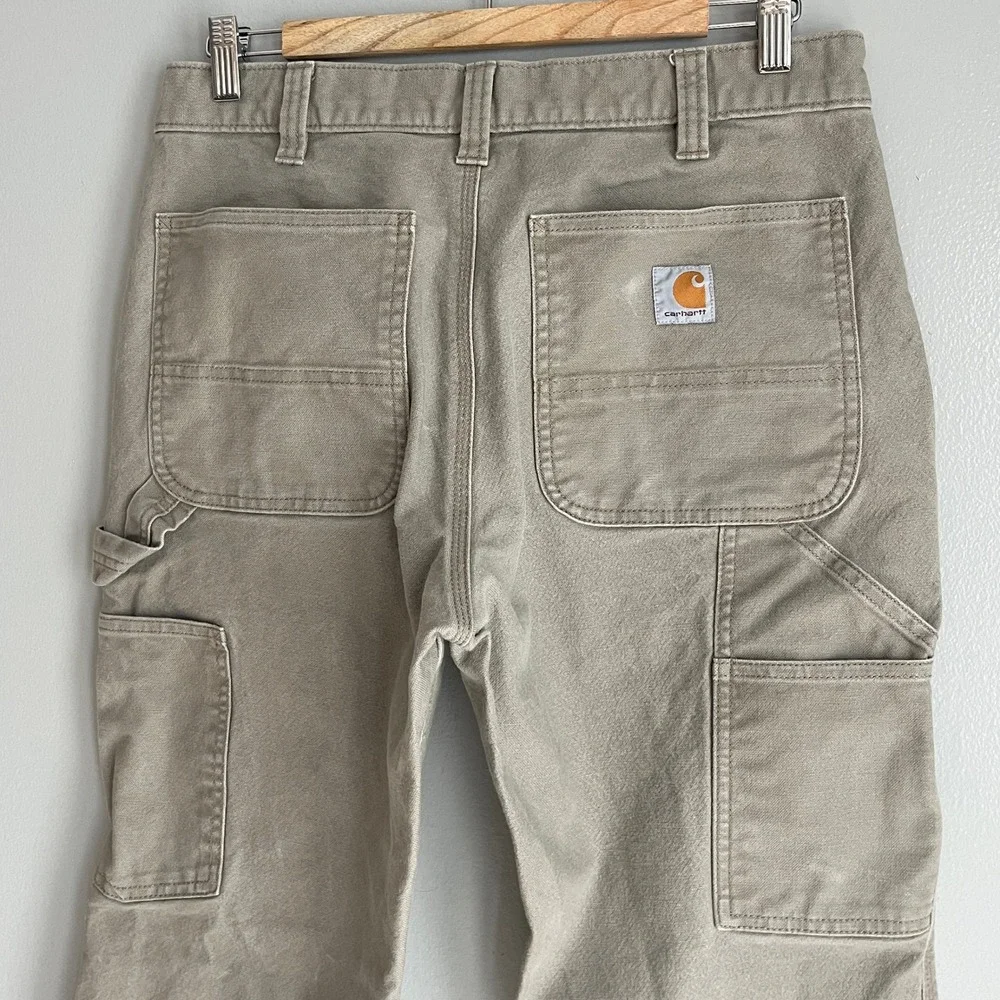 Carhartt Mens Relaxed Fit Canvas Carpenter Pants Tan Barn Chore Workwear 32x30 - Picture 2 of 12